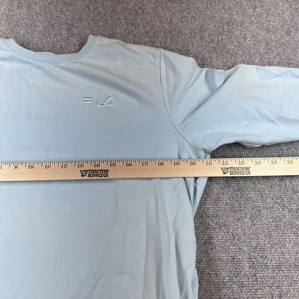 FILA French Terry Sweatshirt Womens M Blue Crewneck Pullover Pockets Lounge - Picture 8 of 9